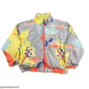 Vintage 1990's Nylon fullzip Abstract crazy jacket windbreaker in good womens XL